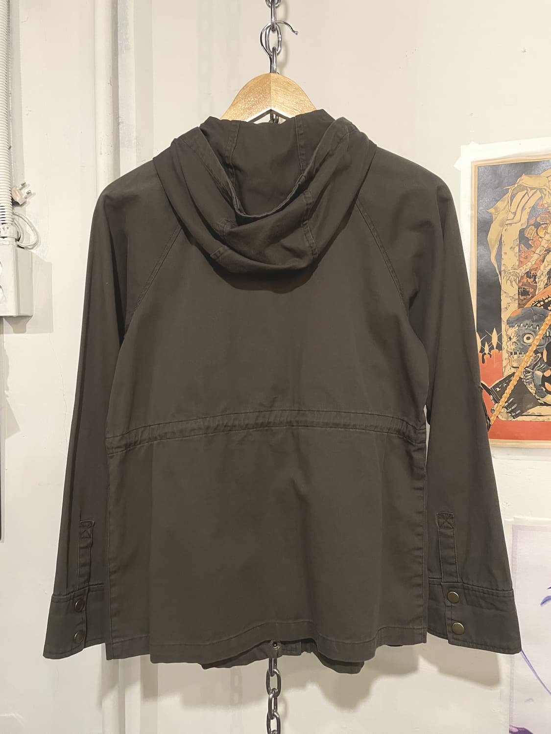 음각 버튼 스트랩 카키 후드 자켓 y2k 밀리터리 상품이미지4