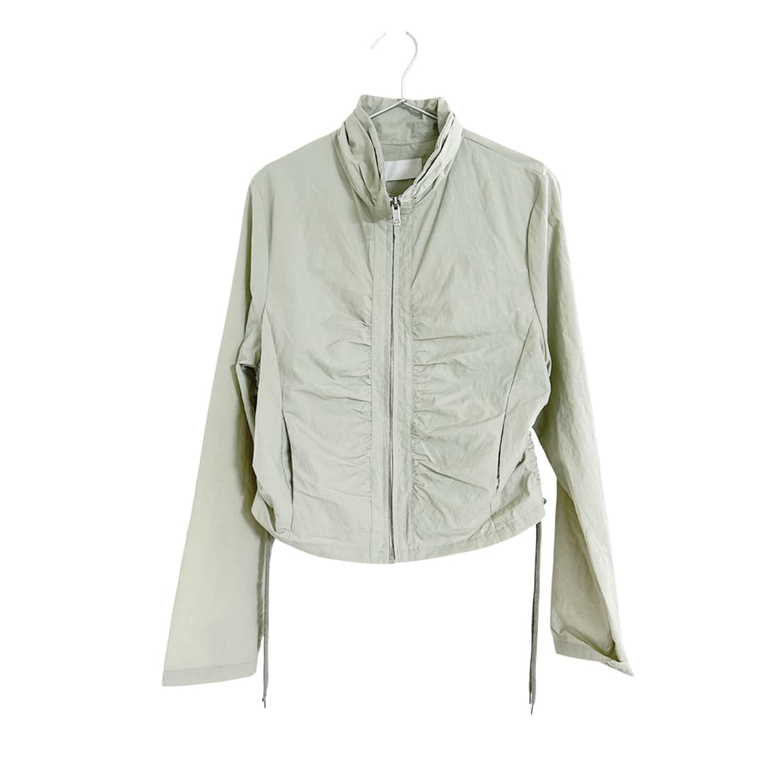 Nylon Cropped Shirring Track Jacket_Mint 상품이미지2