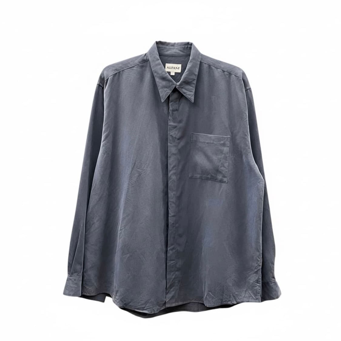 KR VINTAGE 스웨이드 셔츠 원포켓 히든버튼 디테일 블루 상품이미지1