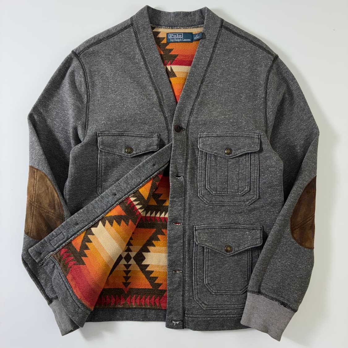 Polo 폴로 랄프로렌 엘보우 패치 나비호 스티츠 포켓 업버튼 가디건 상품이미지3