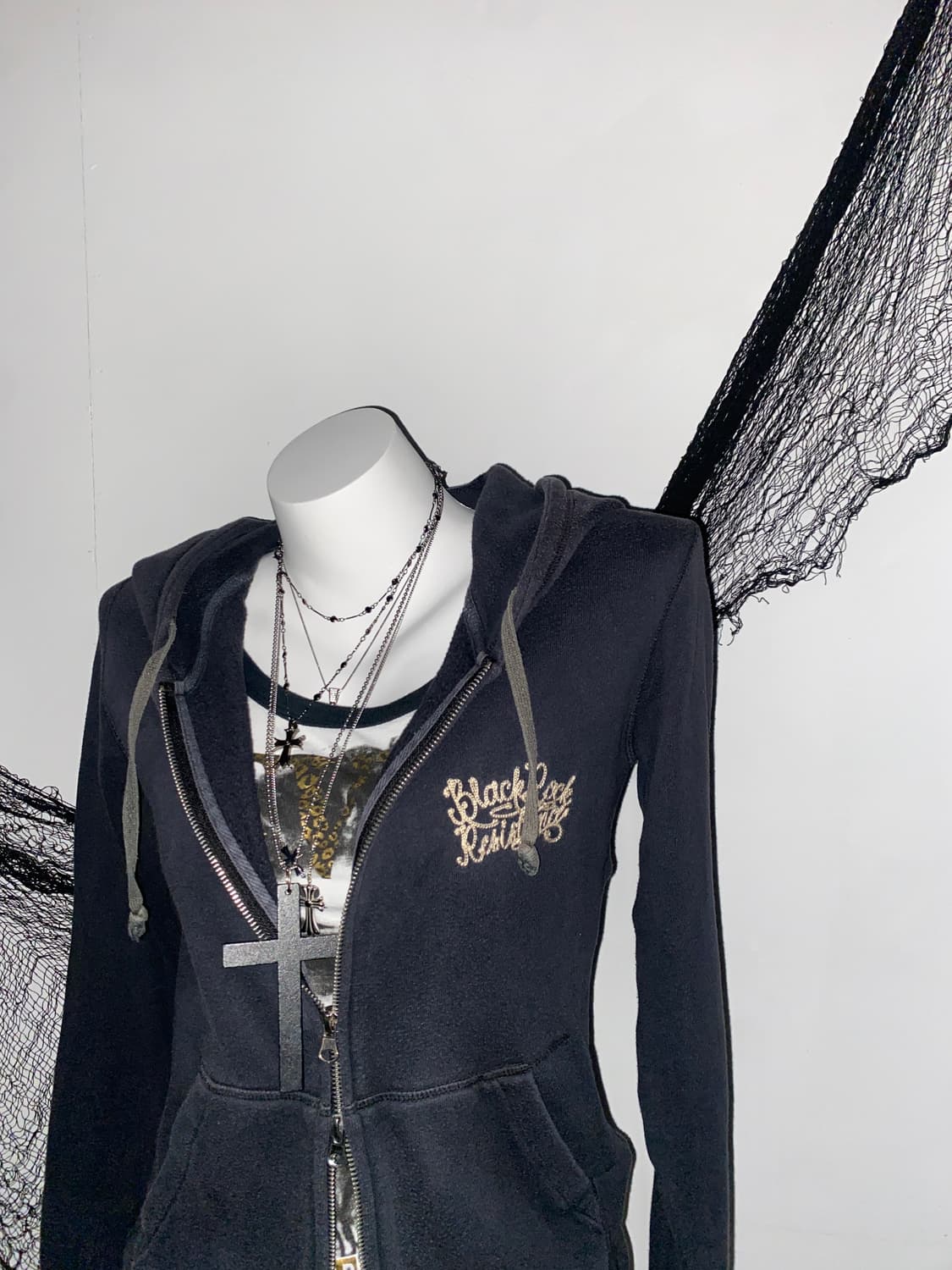 ꒰ঌ 펑크 스컬 딥네이비 투웨이 후드집업 ໒꒱ 상품이미지4