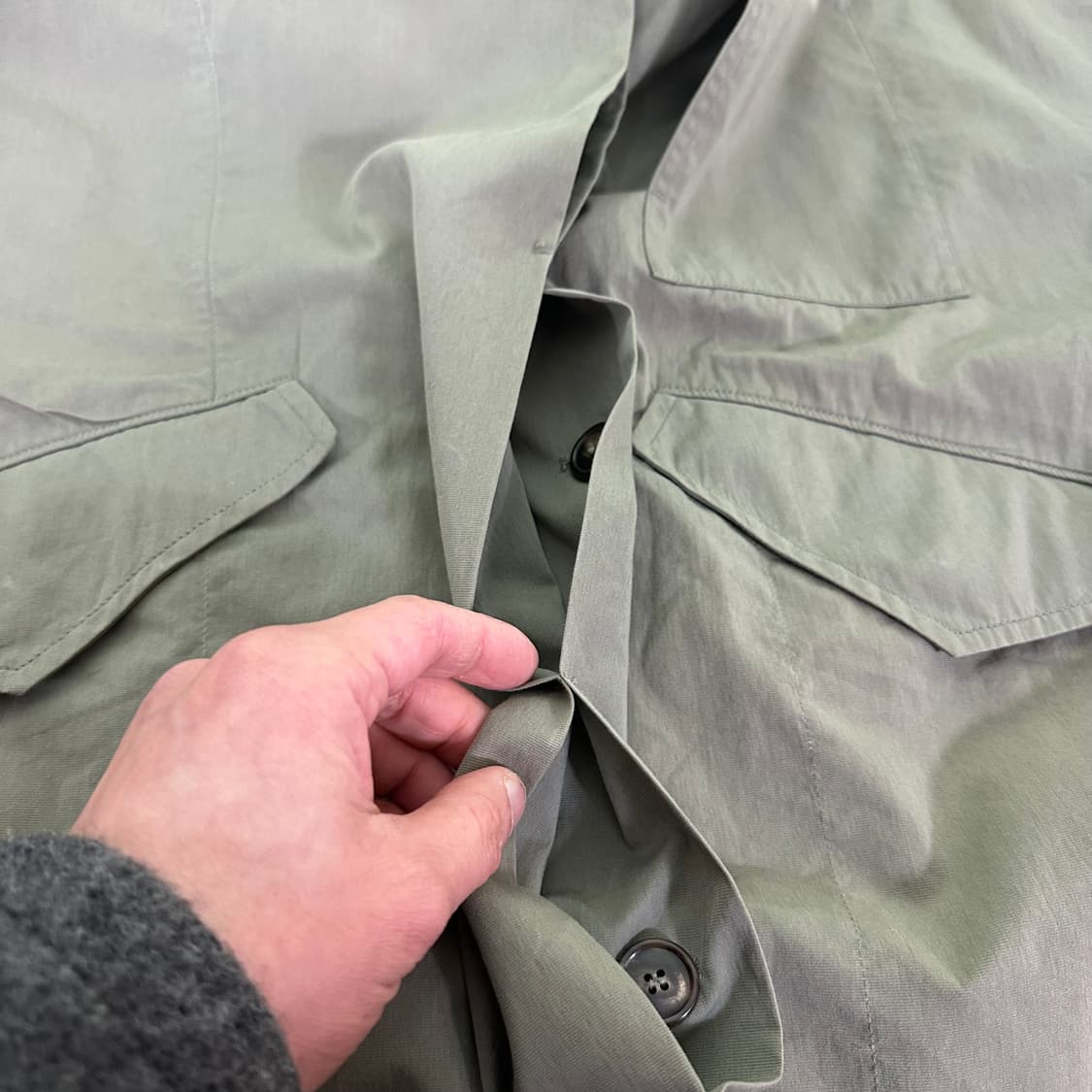 우먼OS 시스템 가오리오버핏 라이트카키 카라포인트 야상자켓 상품이미지6