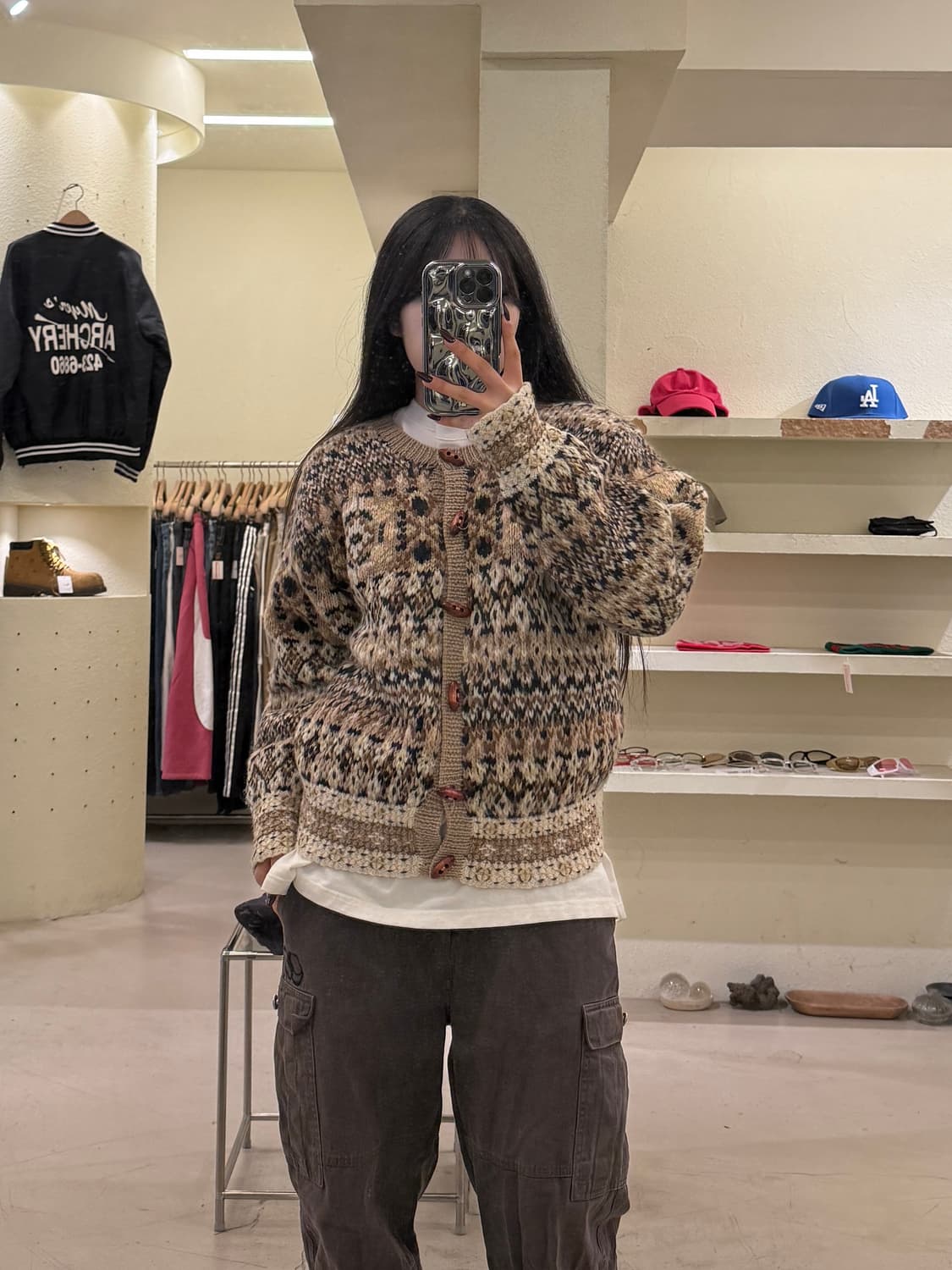 케빈 빈티지 패턴 핸드 니트 가디건 U1342 상품이미지1