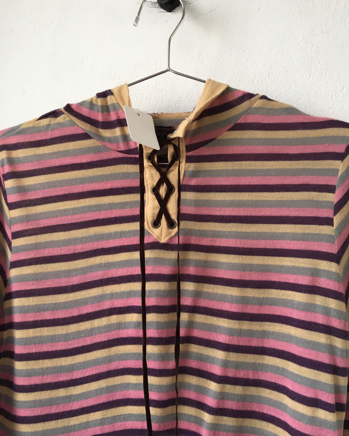 Lace up point stripe pattern hood sleeve 상품이미지4