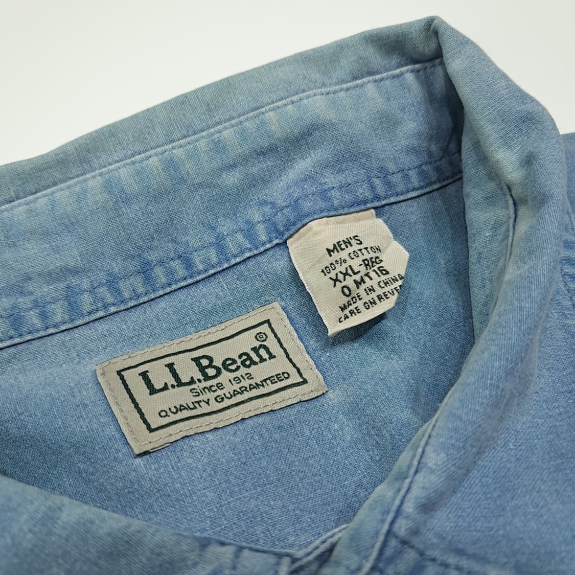 CL392 2XL 엘엘빈 90s 코튼 워싱 샵브레이 블루 셔츠 남방 상품이미지3