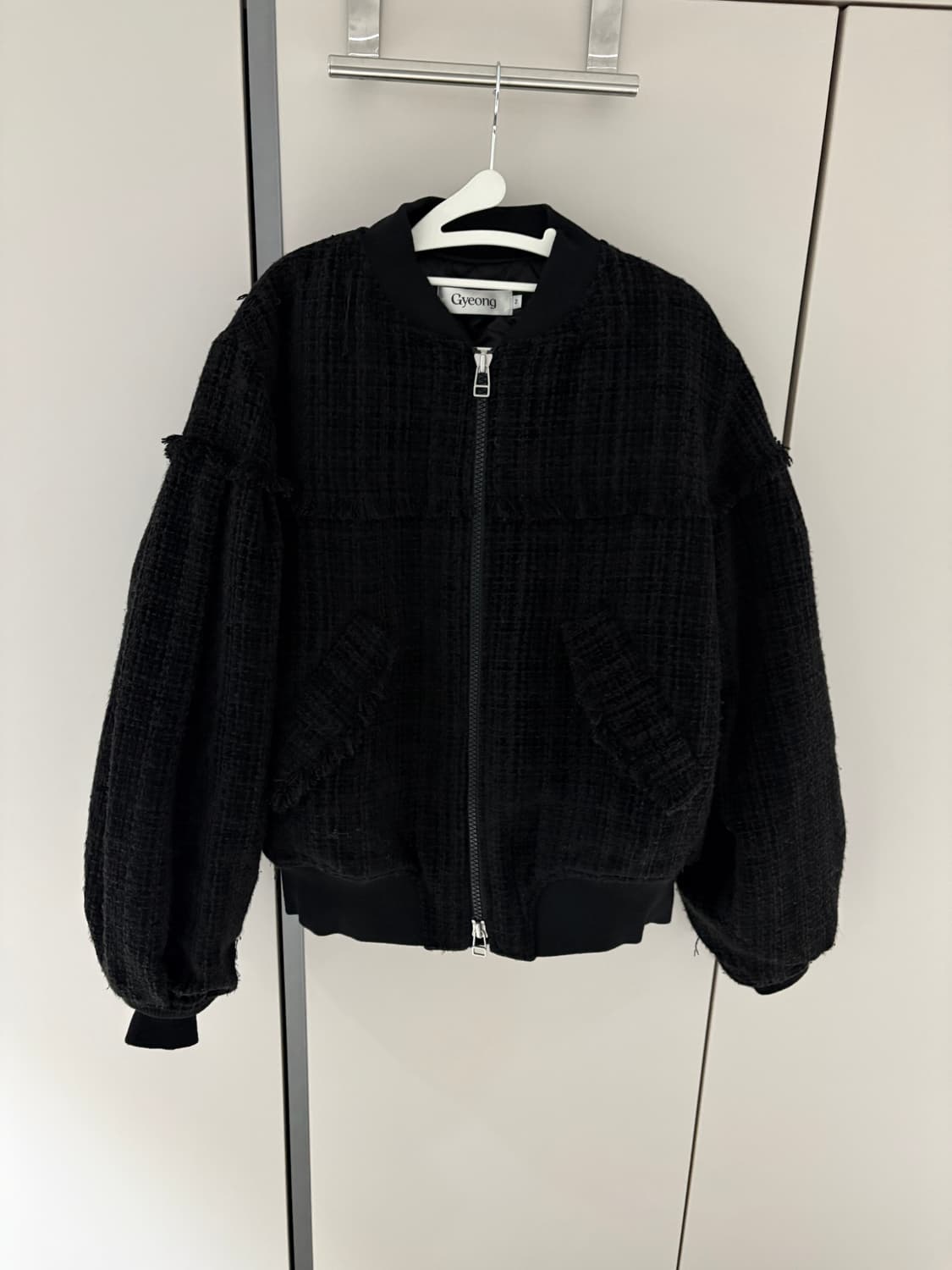경 Gyeong 트위드 봄버자켓 블랙 상품이미지6