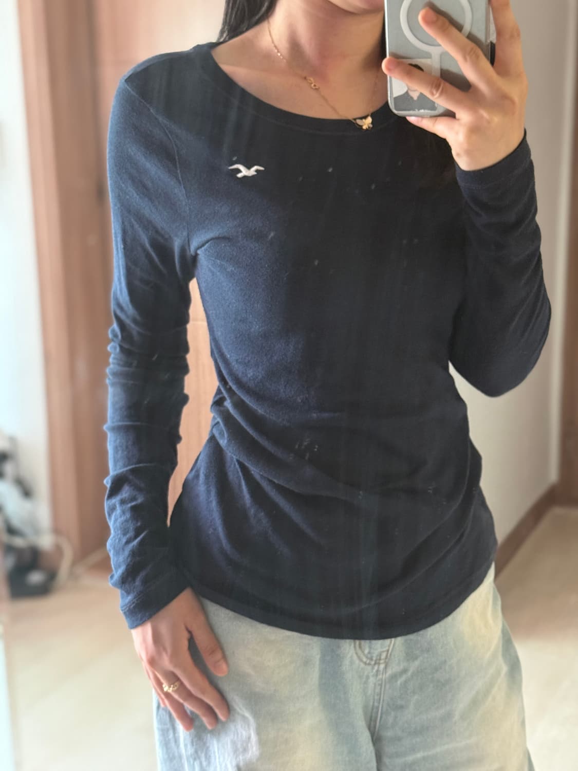 홀리스터 여성 네이비 긴팔티 XS 롱슬리브 상품이미지1