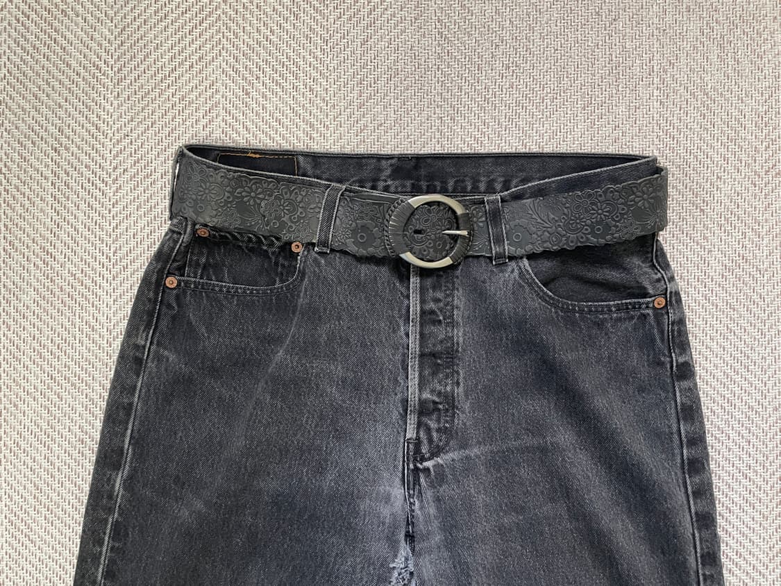 빈티지 levis 리바이스 플라워 엠보싱 레더 벨트  상품이미지1