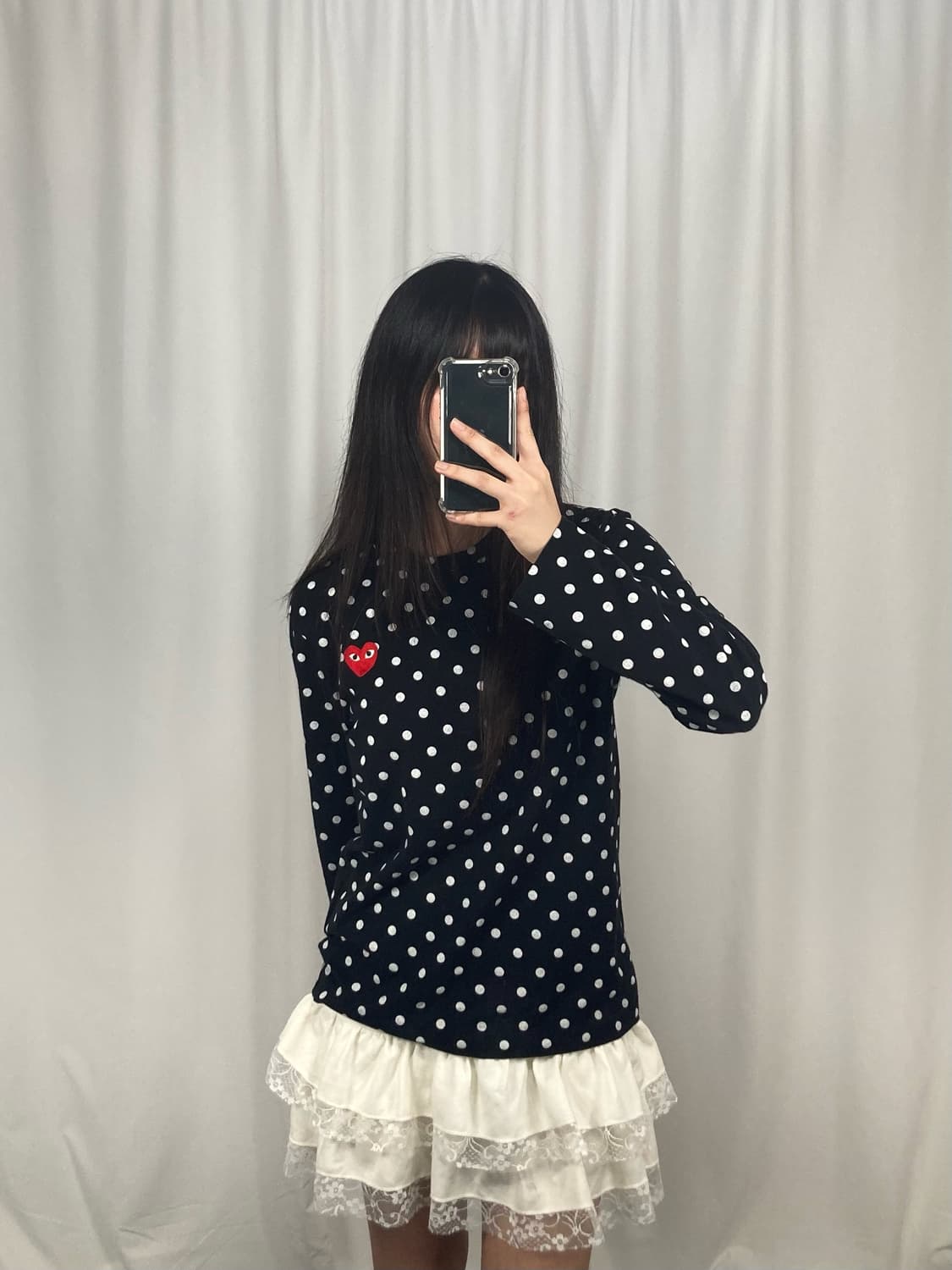 꼼데가르송 레드 와펜 도트 롱 슬리브 상품이미지1