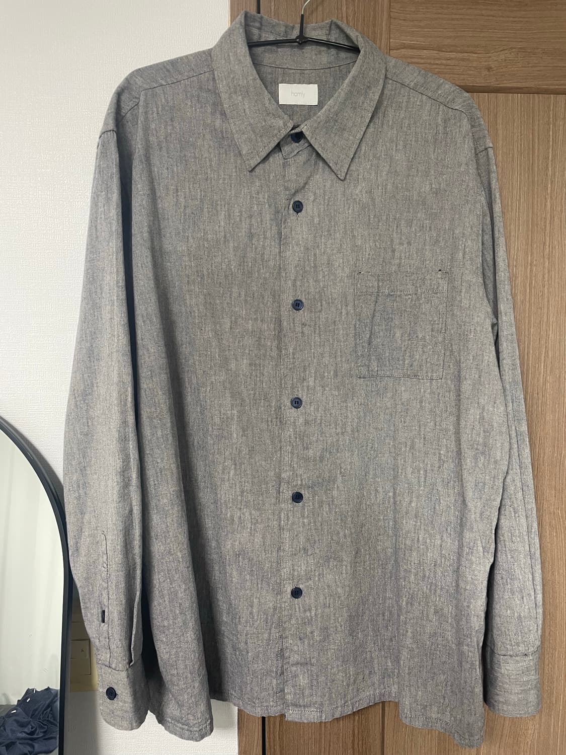 homly 샴브레이 셔츠 샌드블루 2사이즈 상품이미지3
