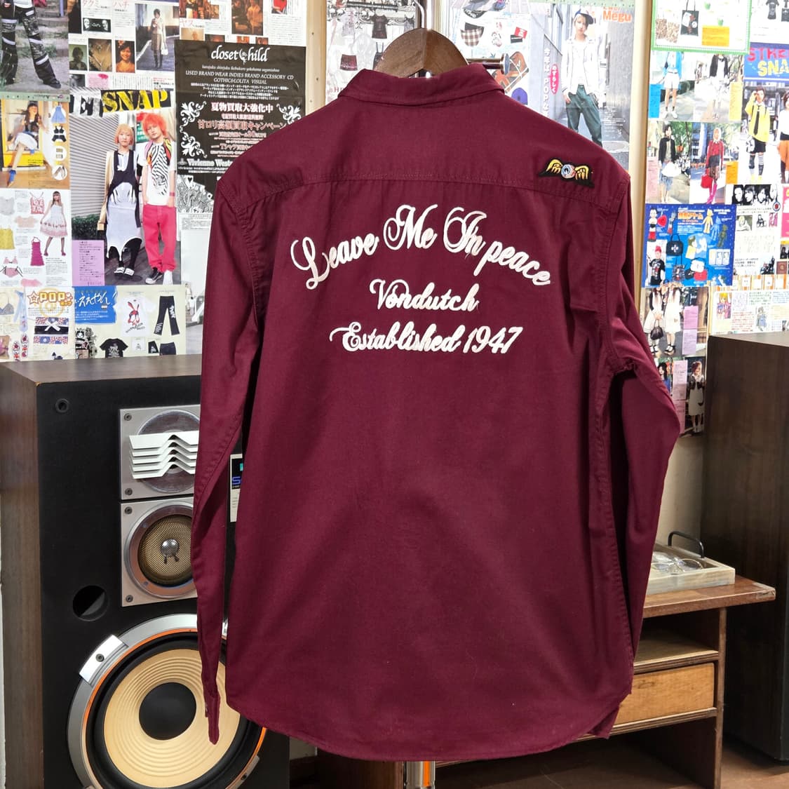 JPN 본더치 자수 레터링 버건디 셔츠 상품이미지5