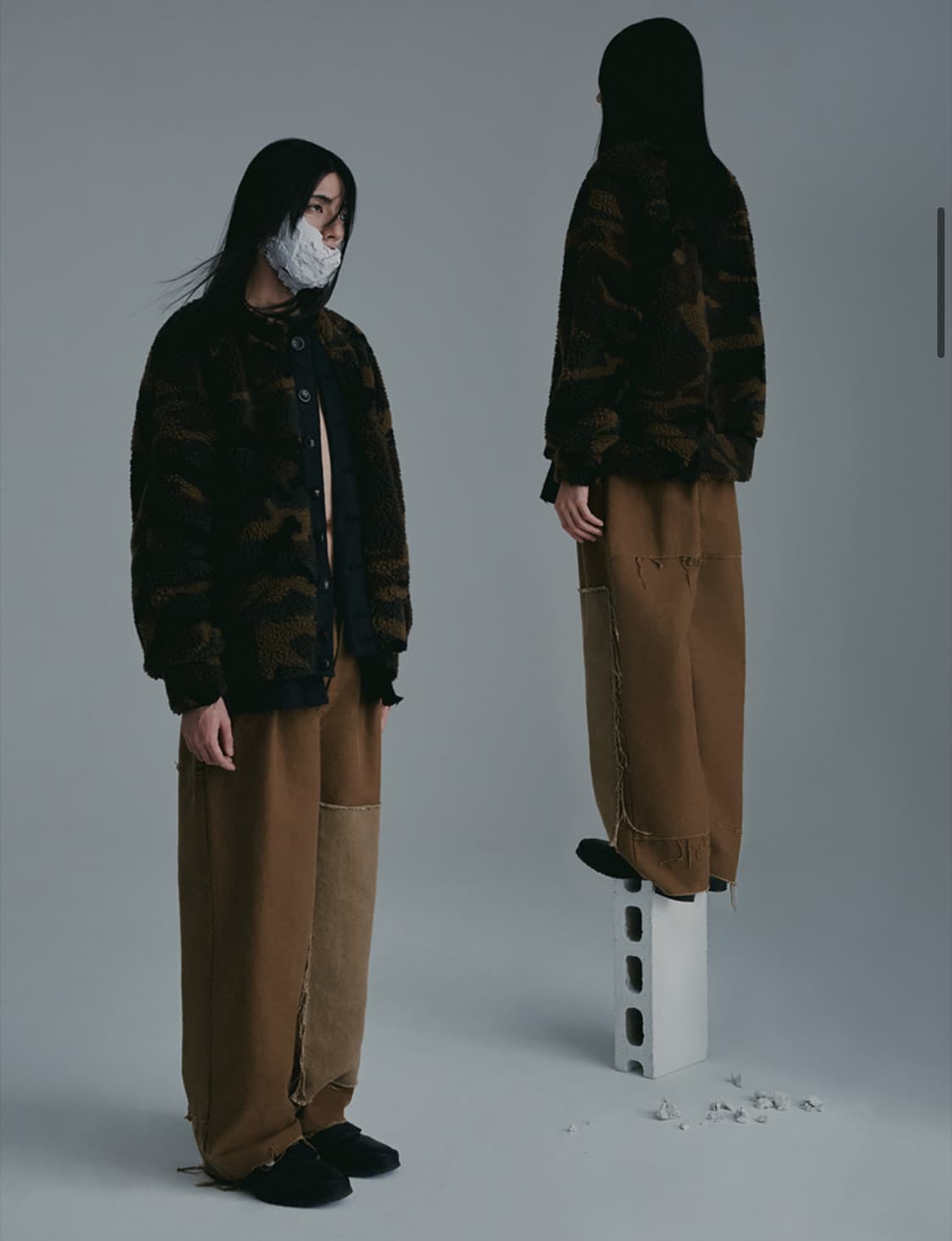 공사이육 블랙 와이드 데미지 코튼 팬츠  상품이미지1