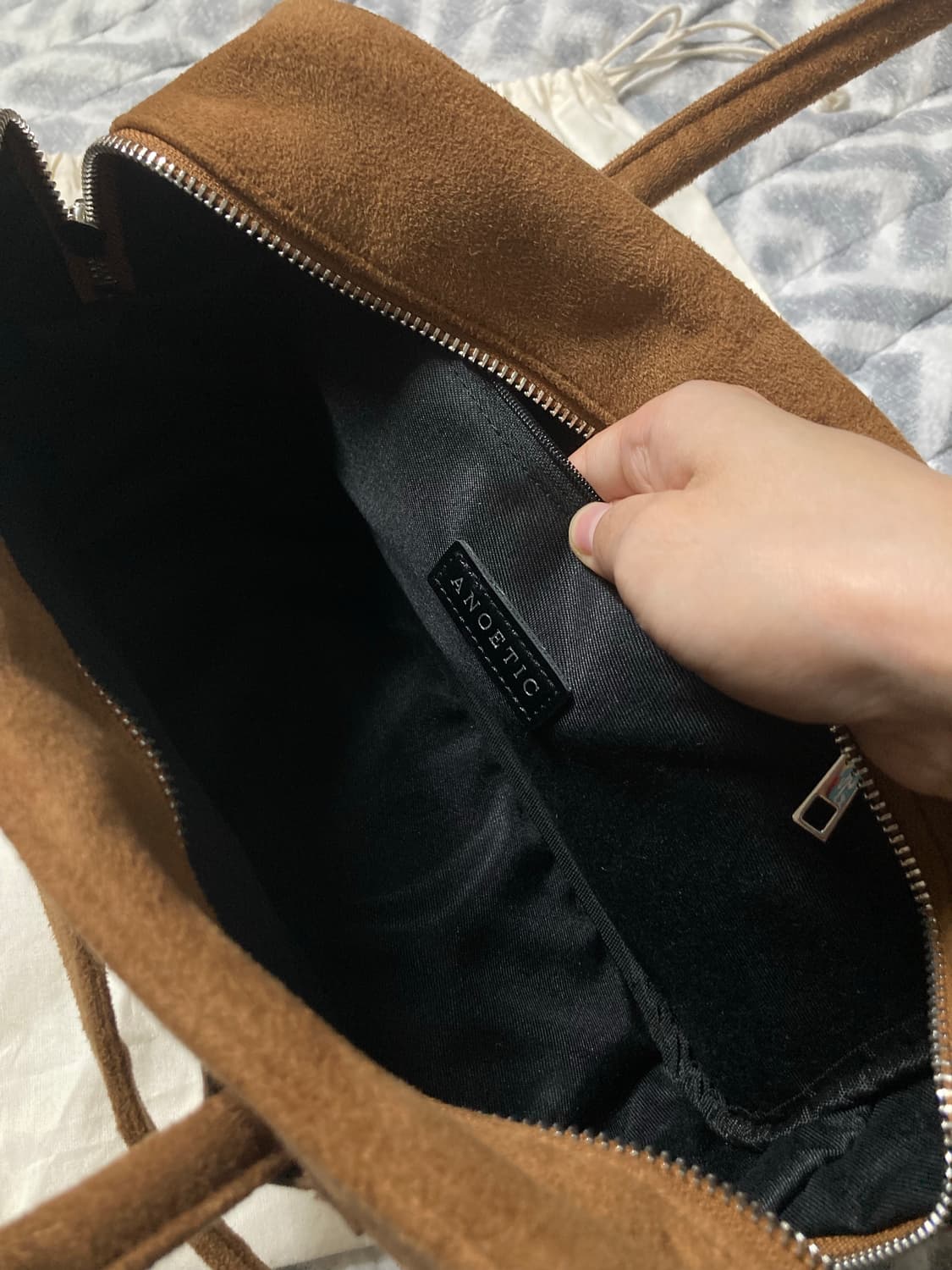 아노에틱 투웨이 스웨이드 토트백 크로스백 브라운 상품이미지8