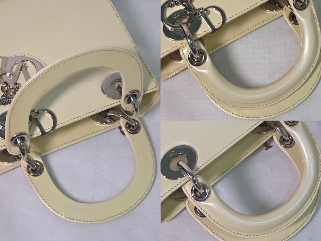 디올 레이디디올 미니 연노랑 애나멜 은장 토트백 상품이미지8