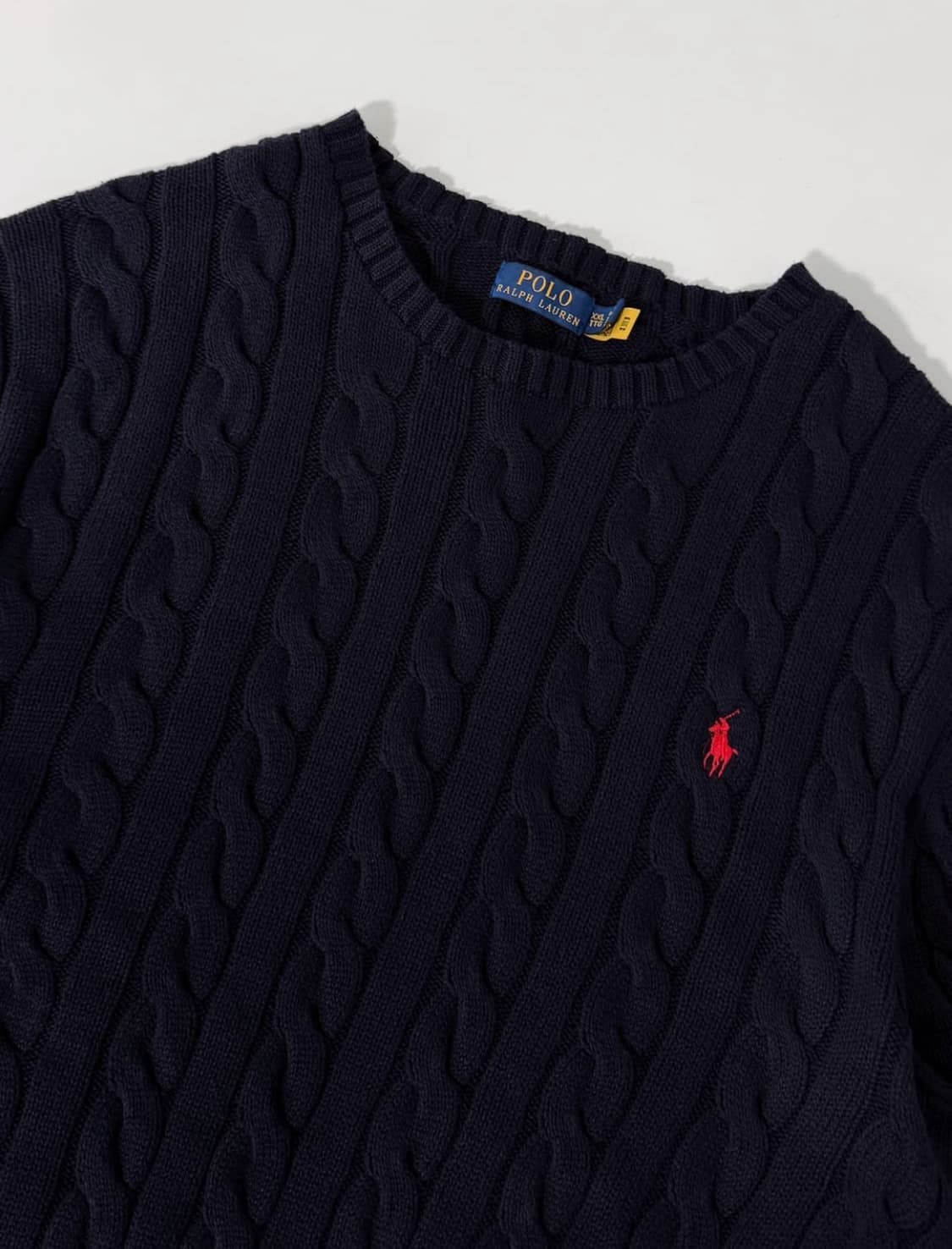 폴로 랄프로렌 신형qr라벨 딥네이비 코튼 케이블 니트 상품이미지4