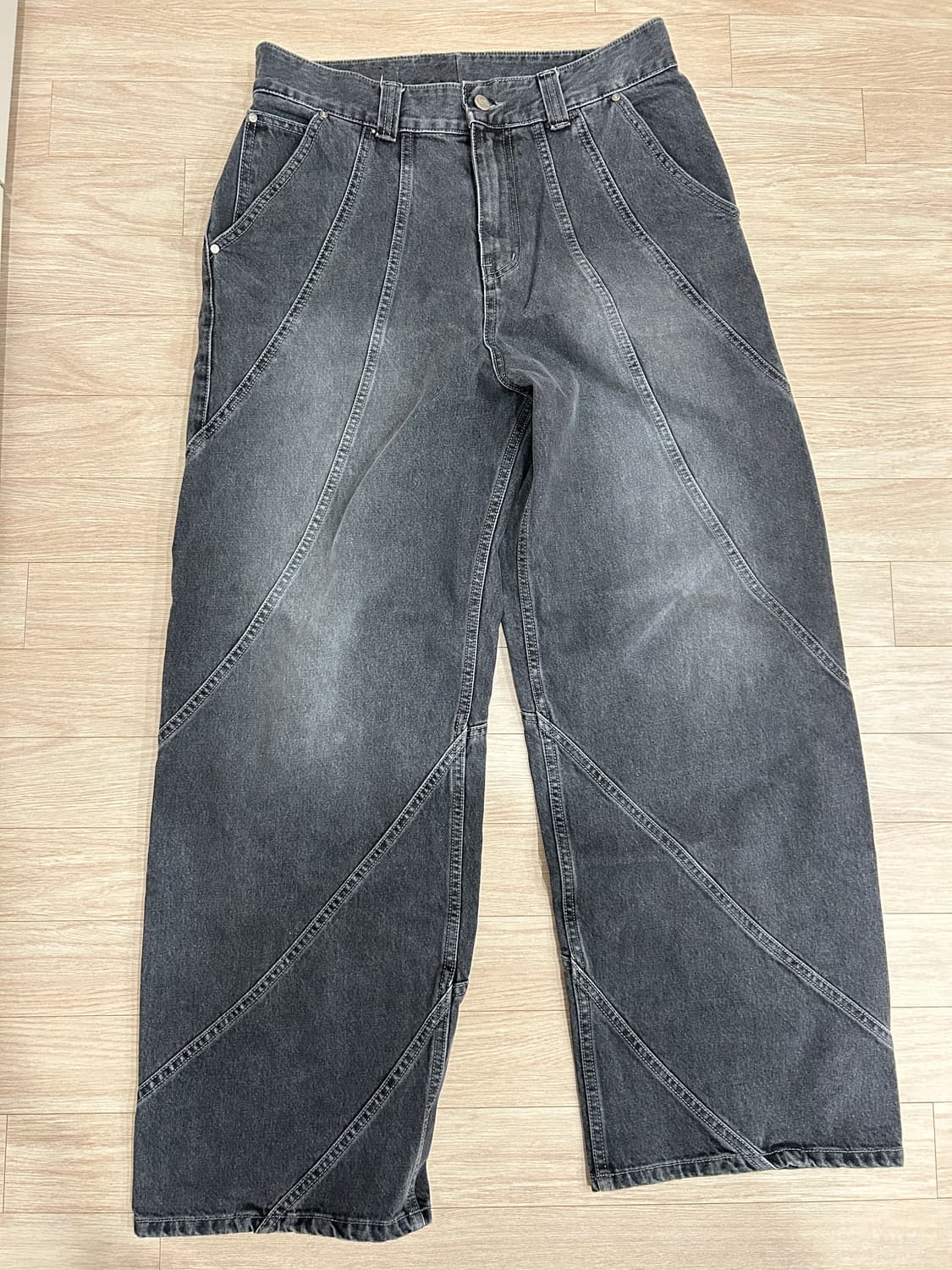 에드 토네이도 와이드 데님 워시드 블랙 그레이 L 상품이미지5