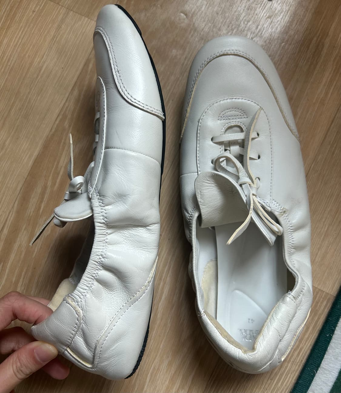 자라 겉감100% 염소가죽 레이스업 플랫슈즈 화이트 41 사이즈 상품이미지3