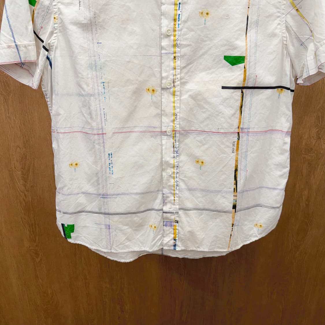 폴스미스 진스 반팔 코튼 셔츠 라인 그래픽 프린팅 디테일 화이트 상품이미지5