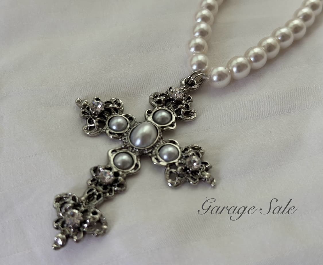 Gothic Pearl Cross Choker 상품이미지2