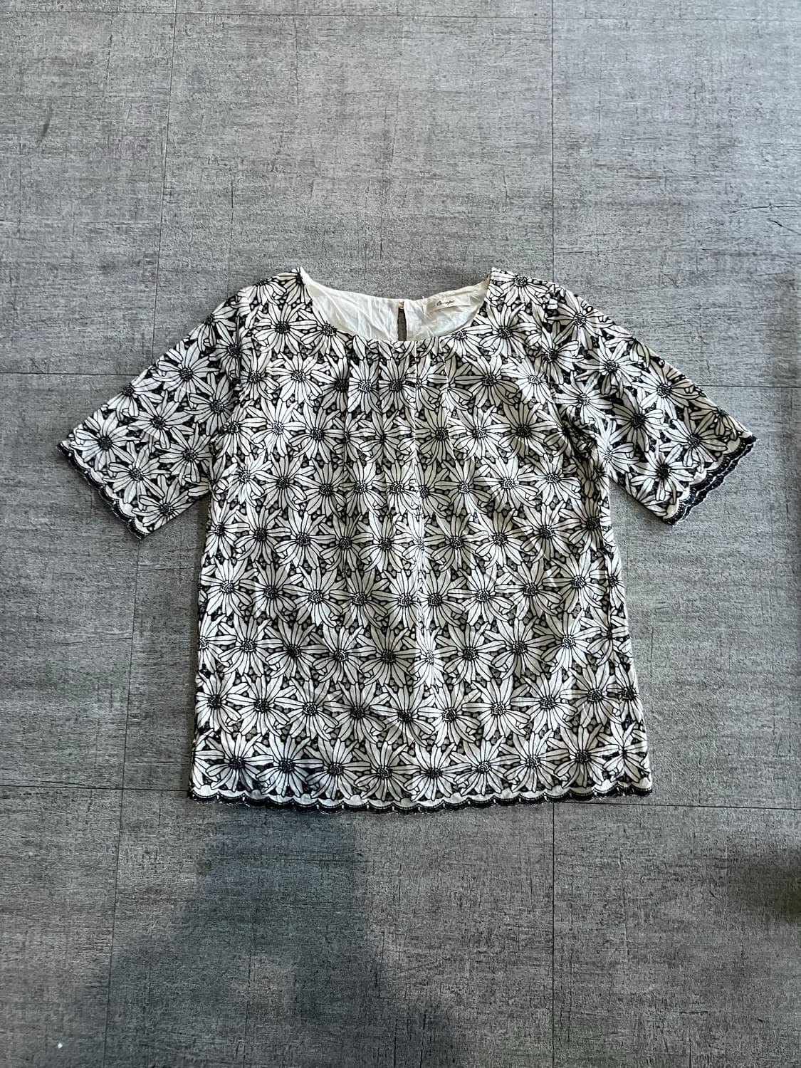 일본빈티지 Qscope 모리걸하구미 할메카지 플라워 반팔블라우스 상품이미지1