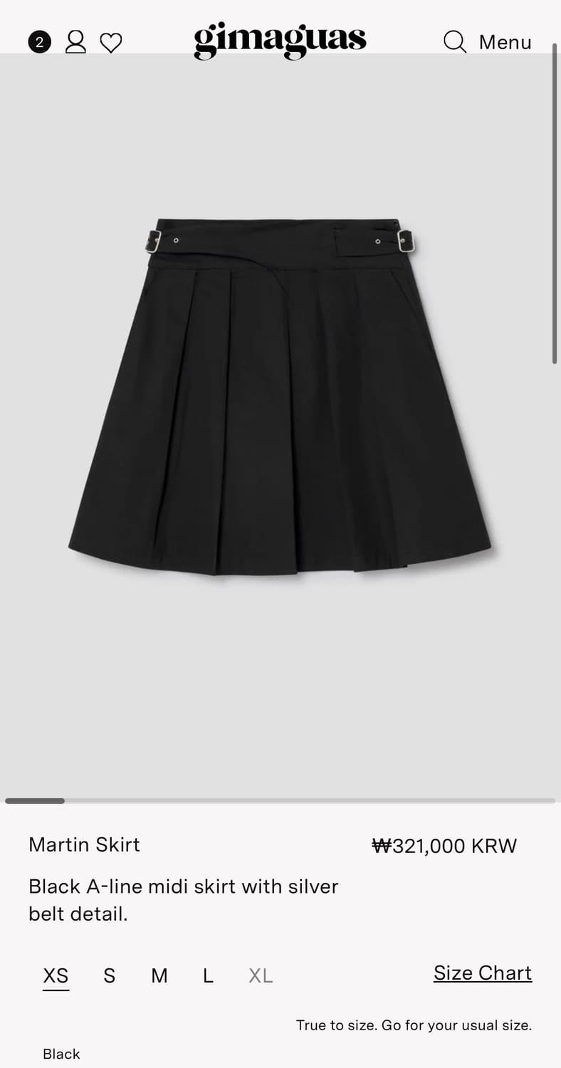 [S] 기마구아스 Martin 미디 스커트 블랙 상품이미지3