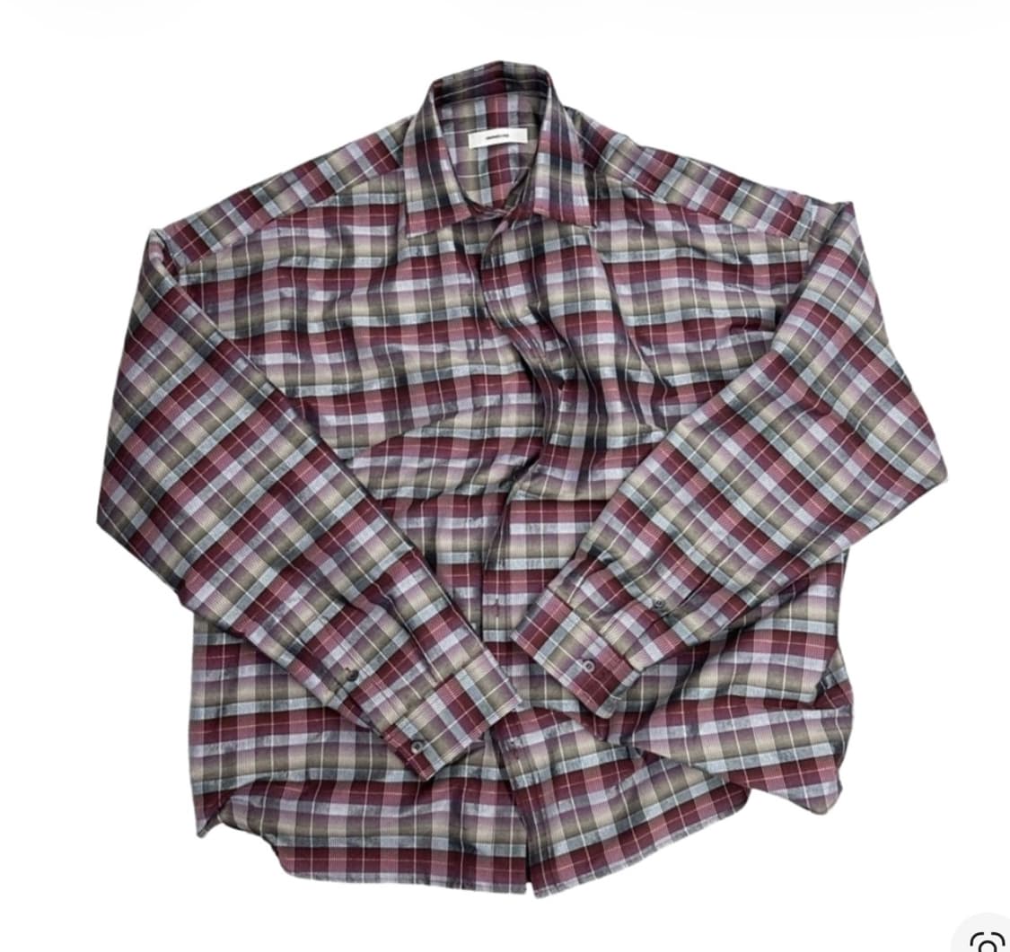 [2] 논노드 플렉서블 스트링 체크 셔츠 와인 상품이미지1