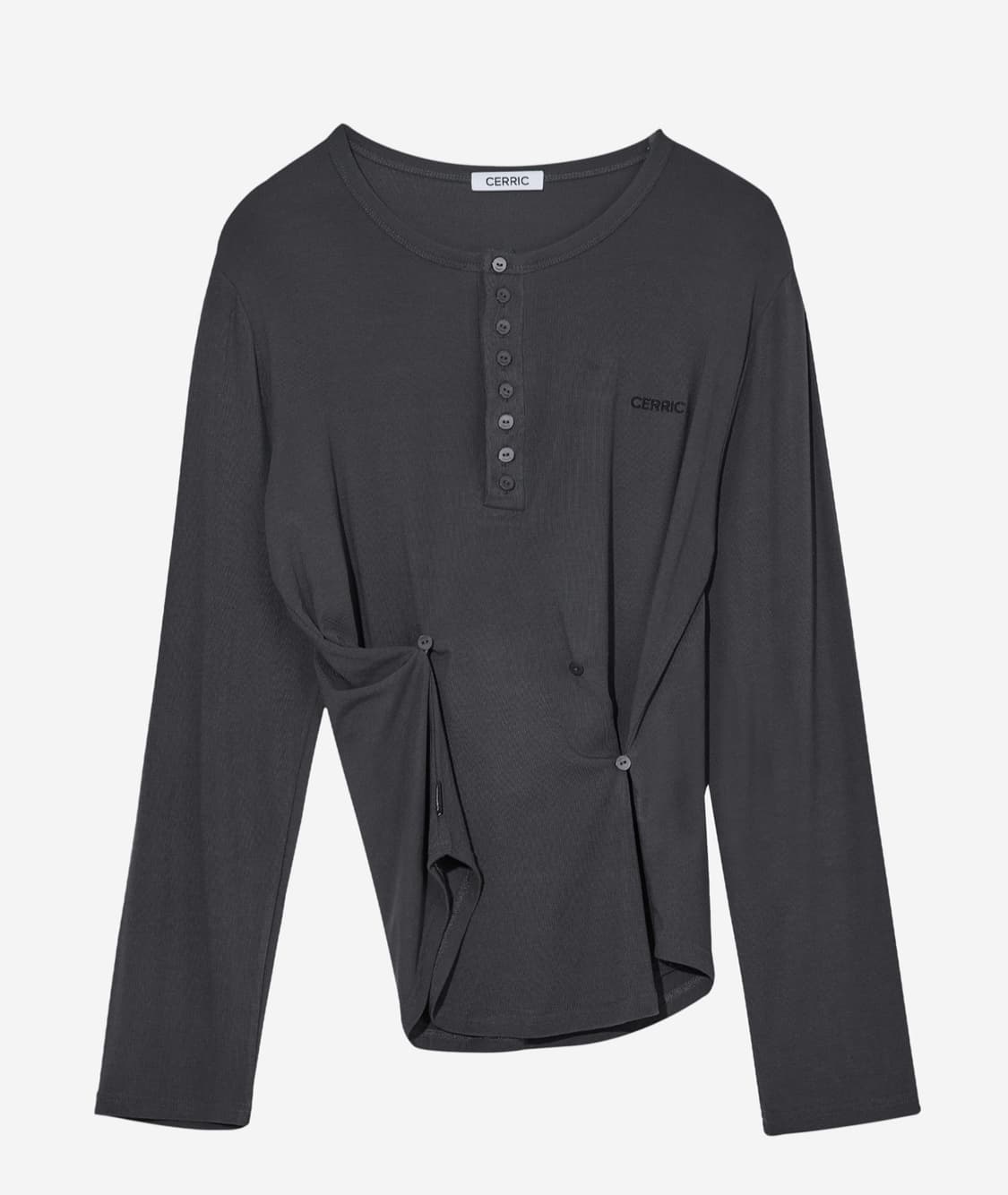 세릭 버튼 헨리넥 탑 차콜 Button Henley Neck Top 상품이미지2