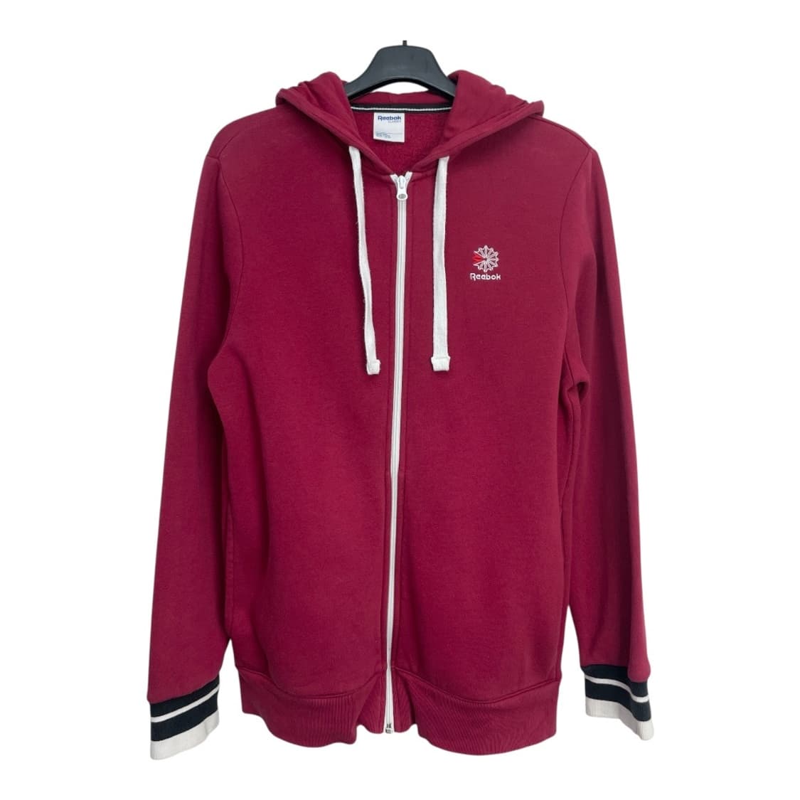 리복 빈티지 기모 후드집업 버건디 M 상품이미지1