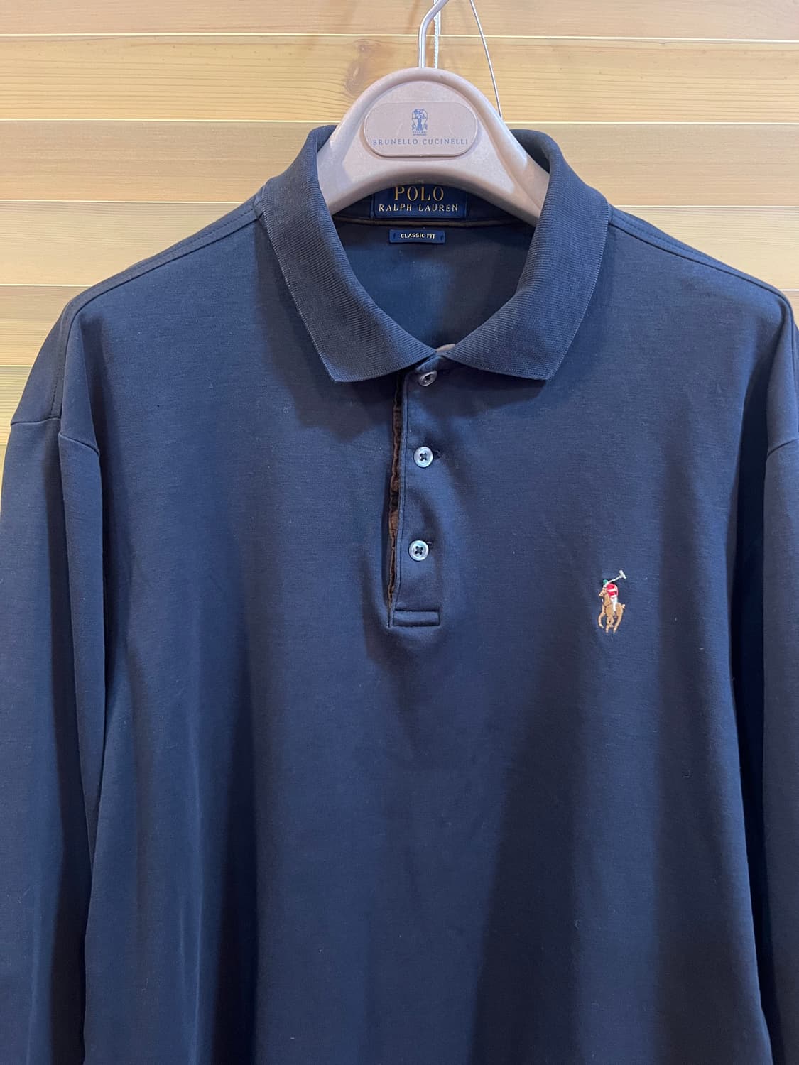 폴로랄프로렌 남성 블랙 코튼긴팔티셔츠 카라티셔츠 상품이미지1