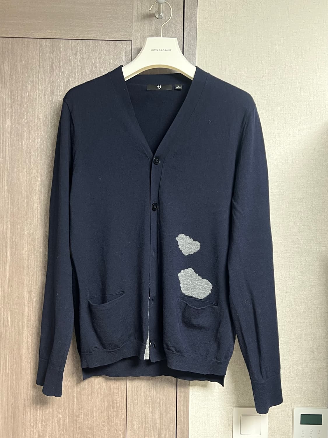 유니클로 질샌더 메리노 블렌드 브이넥 가디건 네이비 L 상품이미지2
