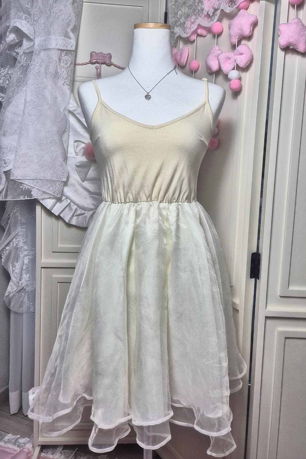 히메갸루 리즈리사깔 플라워 패턴 레이스 봄 코디 세트 원피스 모리걸 상품이미지4