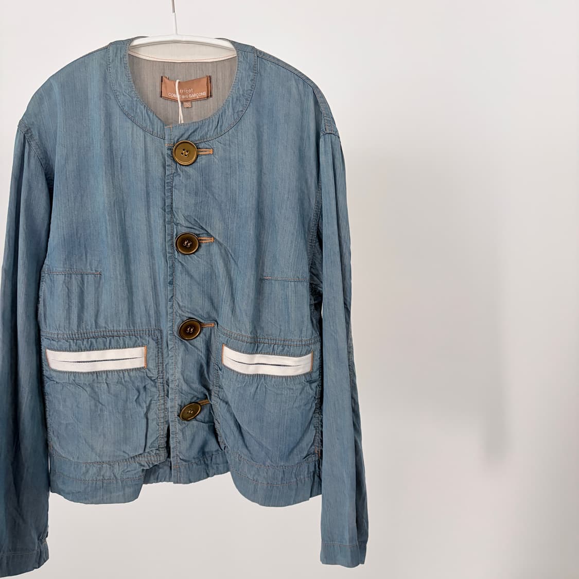 Washed Denim Non Collar Jacket 상품이미지3