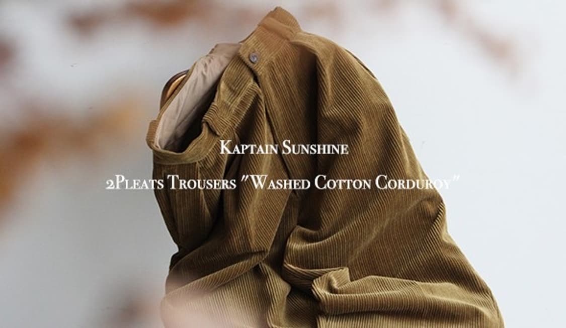 캡틴선샤인 2플리츠 코듀로이 팬츠 올리브 34 상품이미지1