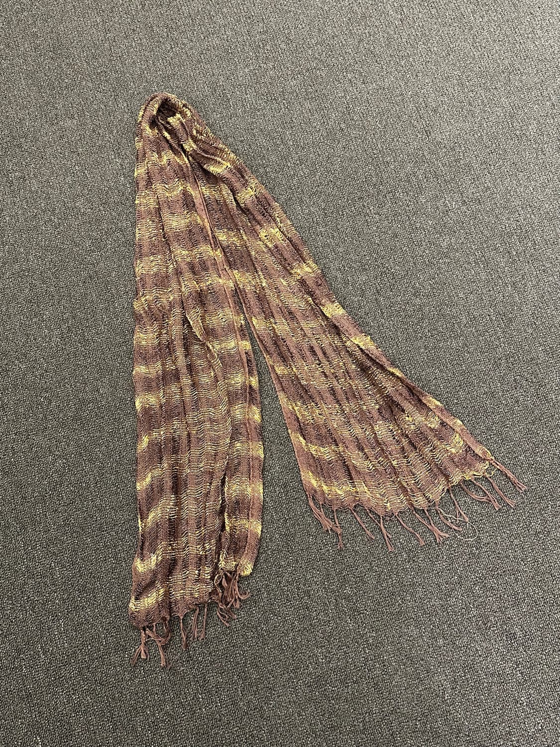 Japanese vintage 멀티 스트라이프 브라운 머플러 상품이미지4