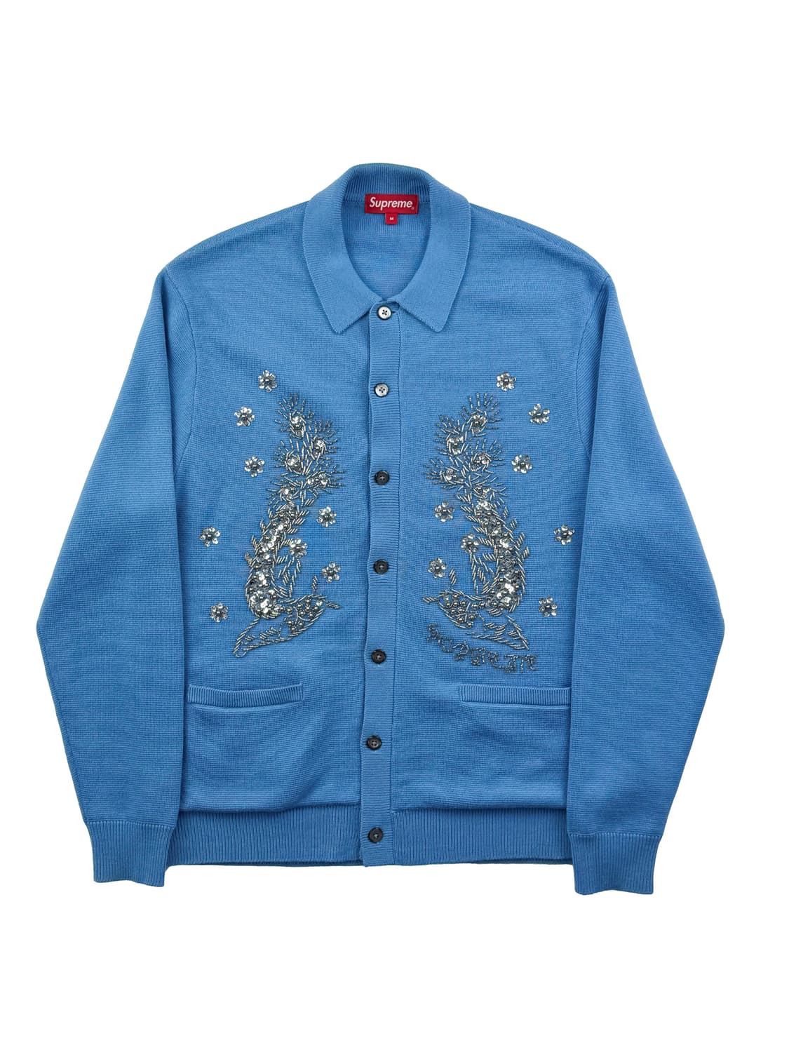슈프림 비디드 아플리케 가디건 블루 상품이미지1