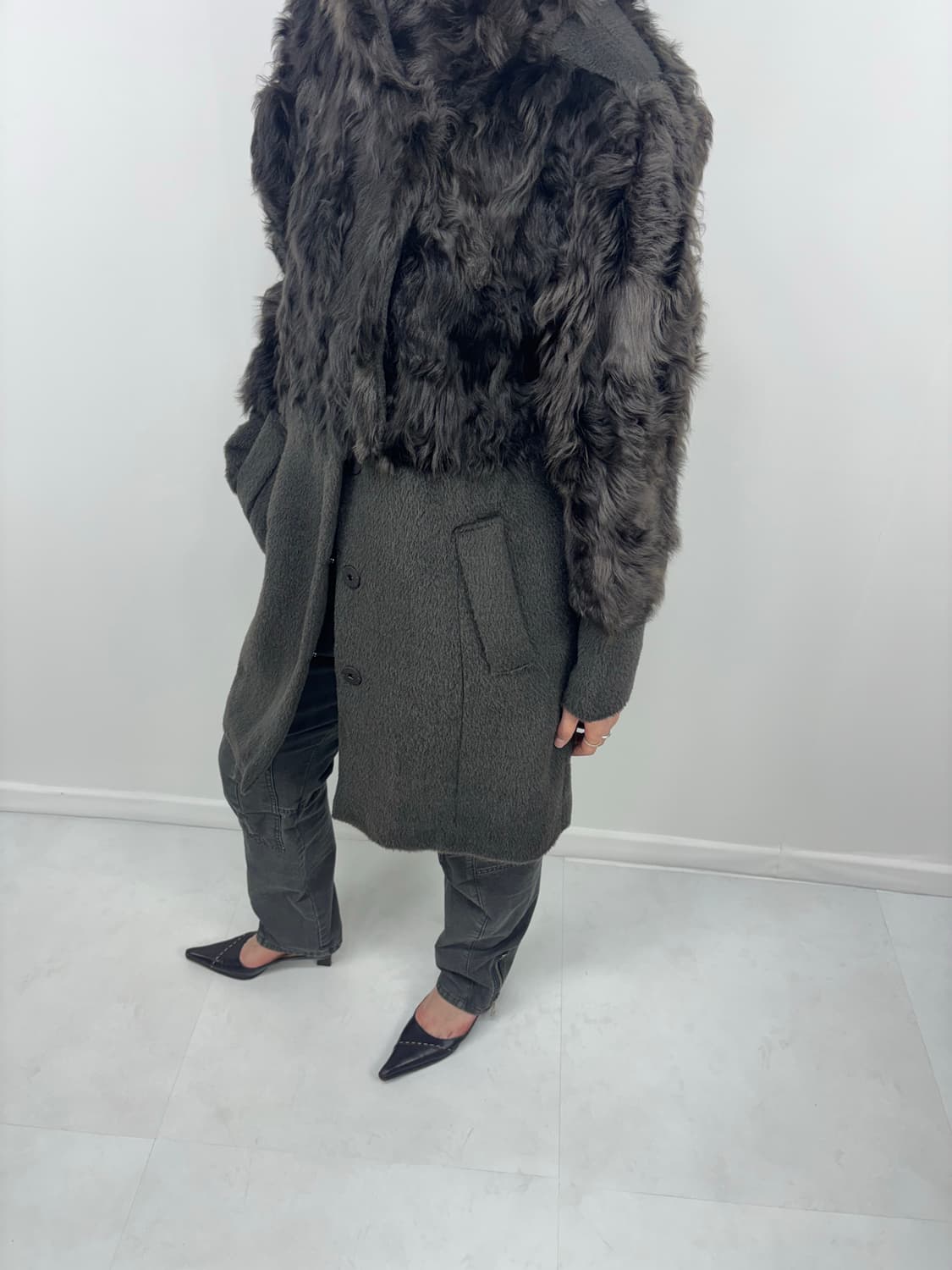 FUR MIXED WOOL HALF COAT 상품이미지4