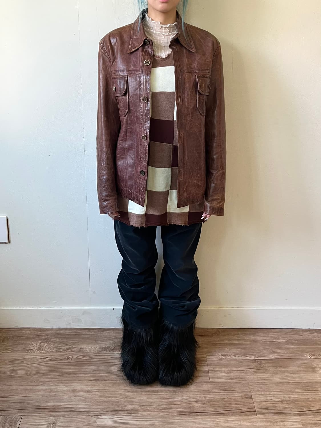 90‘s MARCO 에이징 베라 펠레 레더 자켓 상품이미지7