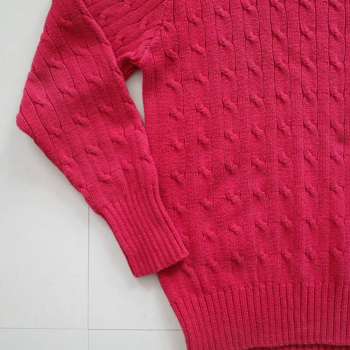 90s 폴로 랄프로렌 레드 케이블 코튼 니트 L 상품이미지4