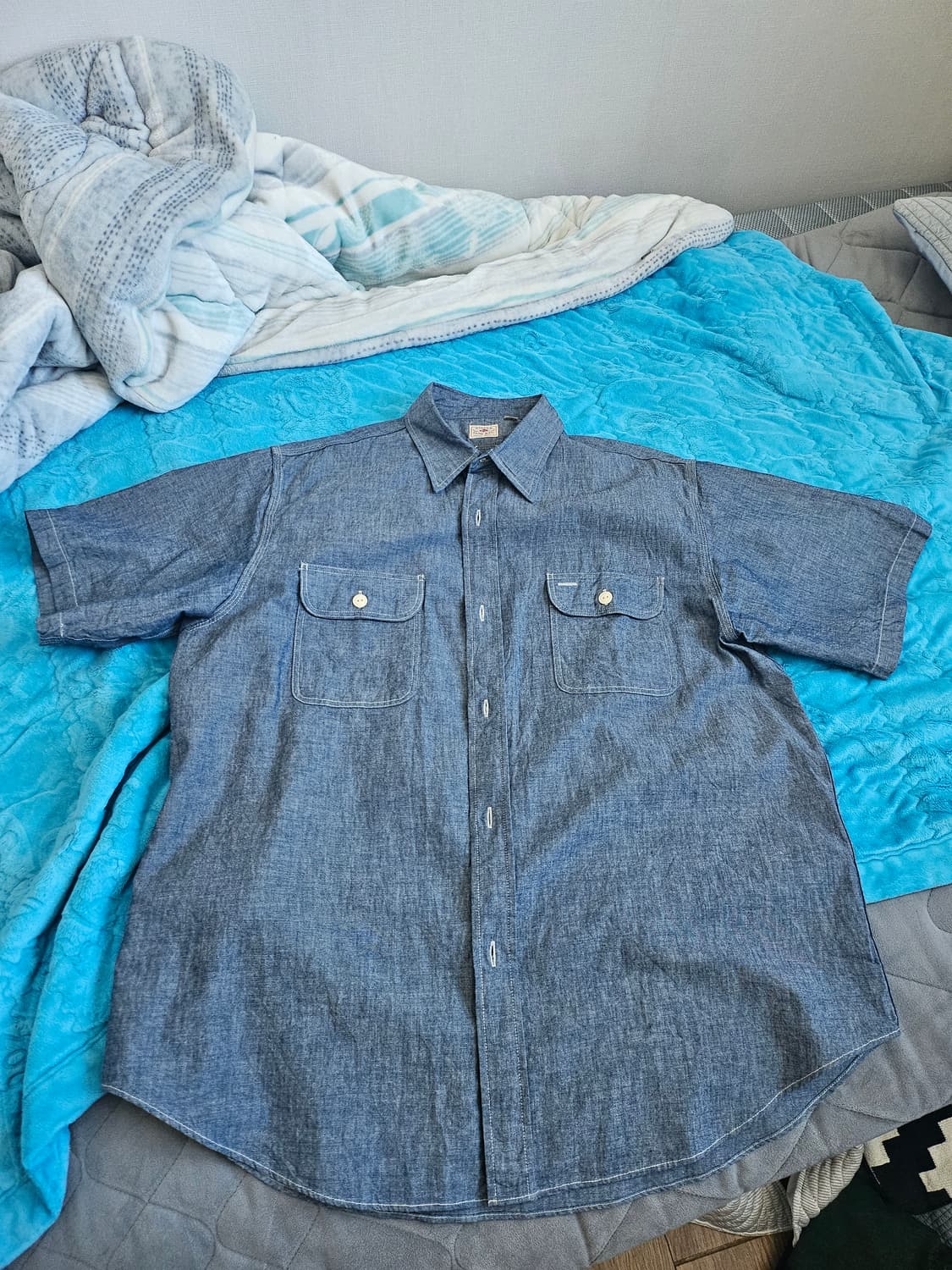 슈가케인 반팔 샴브레이 셔츠 상품이미지1