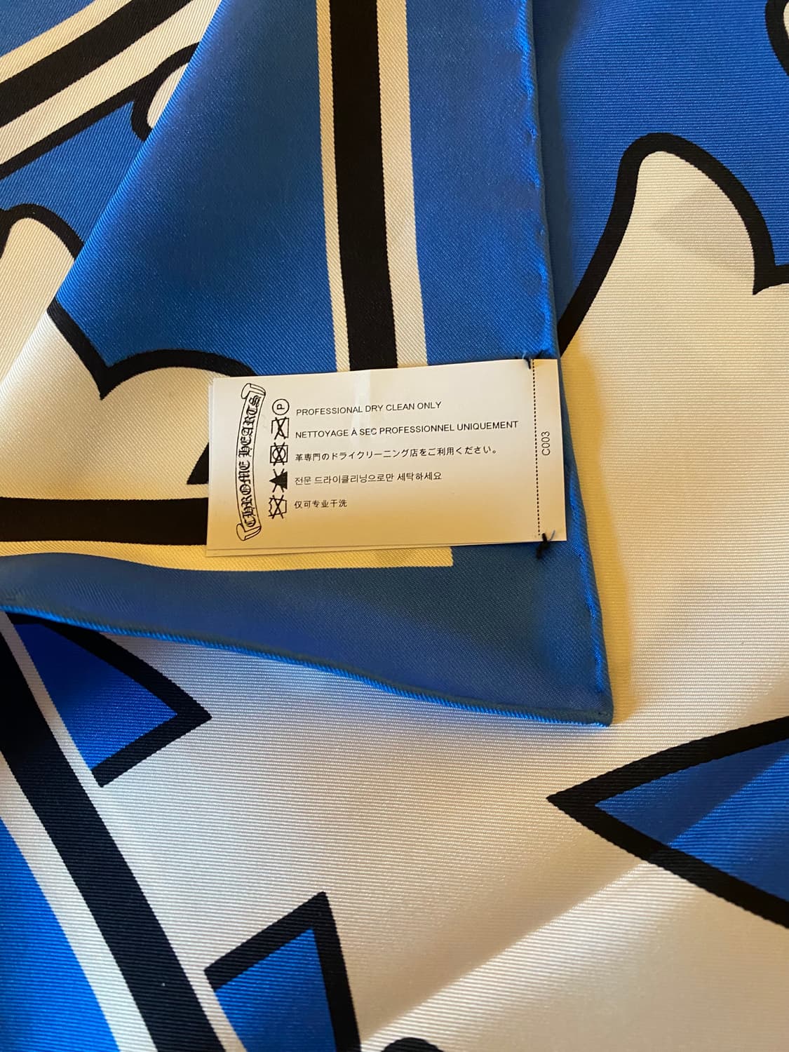 (새상품/OS) 크롬하츠 세메터리 로고 스카프 (블루컬러) 상품이미지2