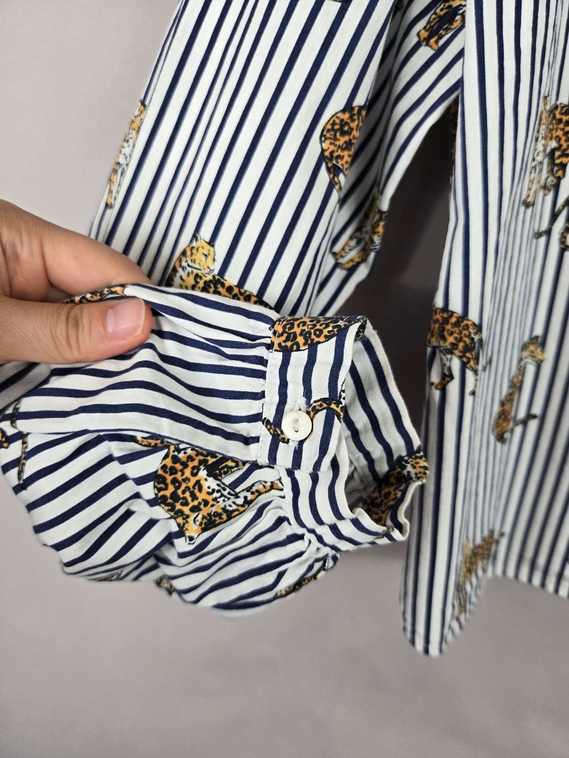 [무료배송]자라 L 여성 스판 차이나카라 표범 레오파드 스트라이프 셔츠 상품이미지5