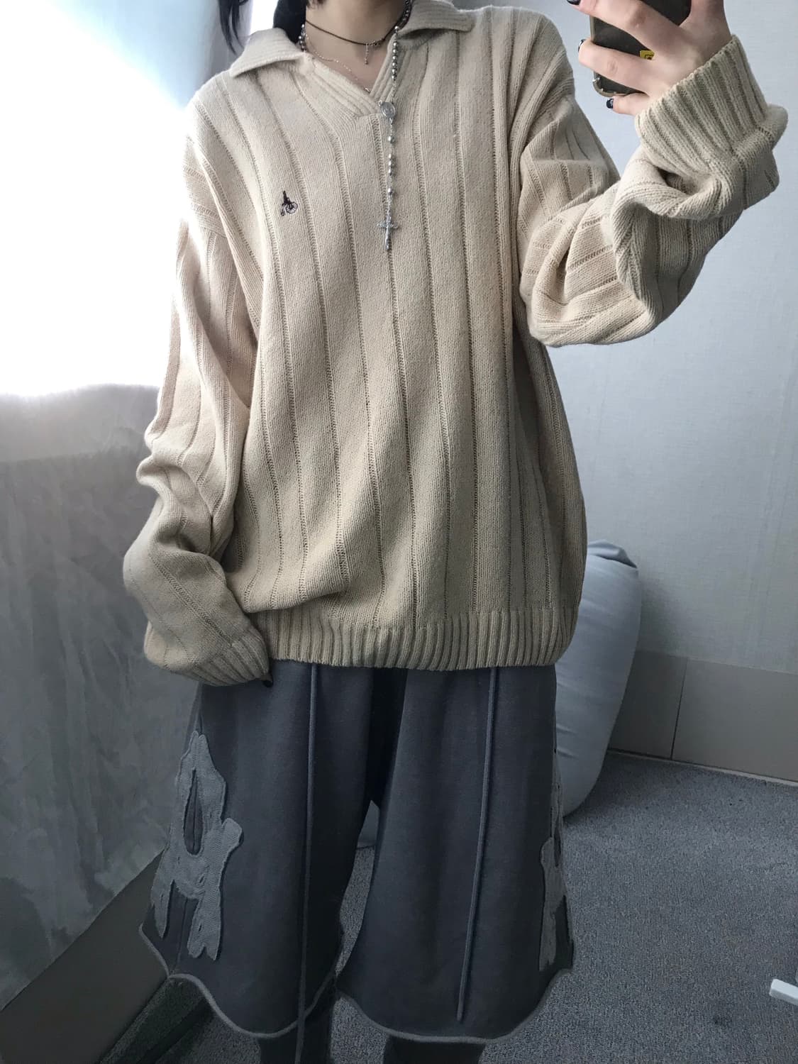 빈폴 베이지 카라 니트 상품이미지2