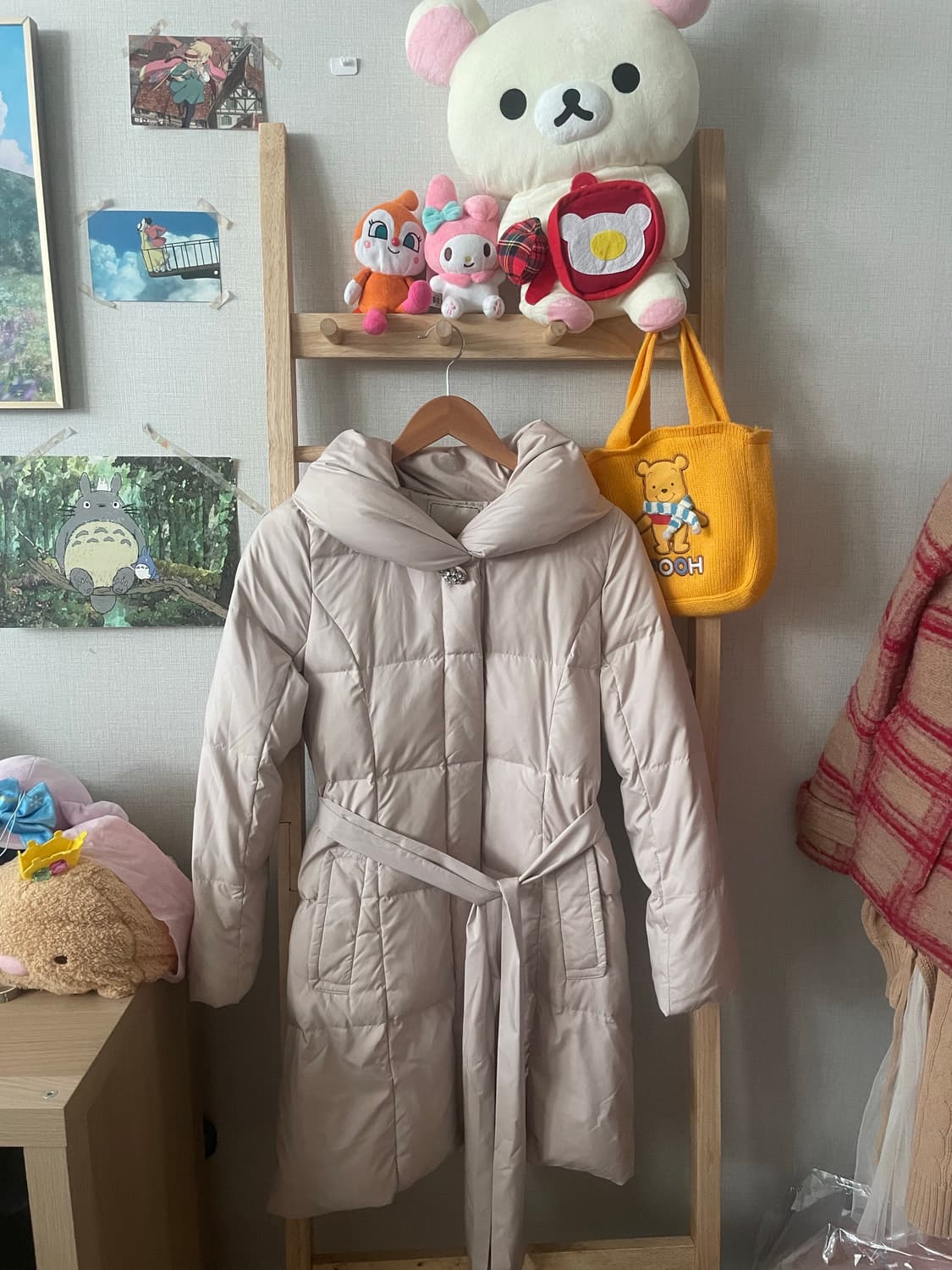 모리걸 빈티지 핑크 벨티드 다운 롱패딩💗 상품이미지1