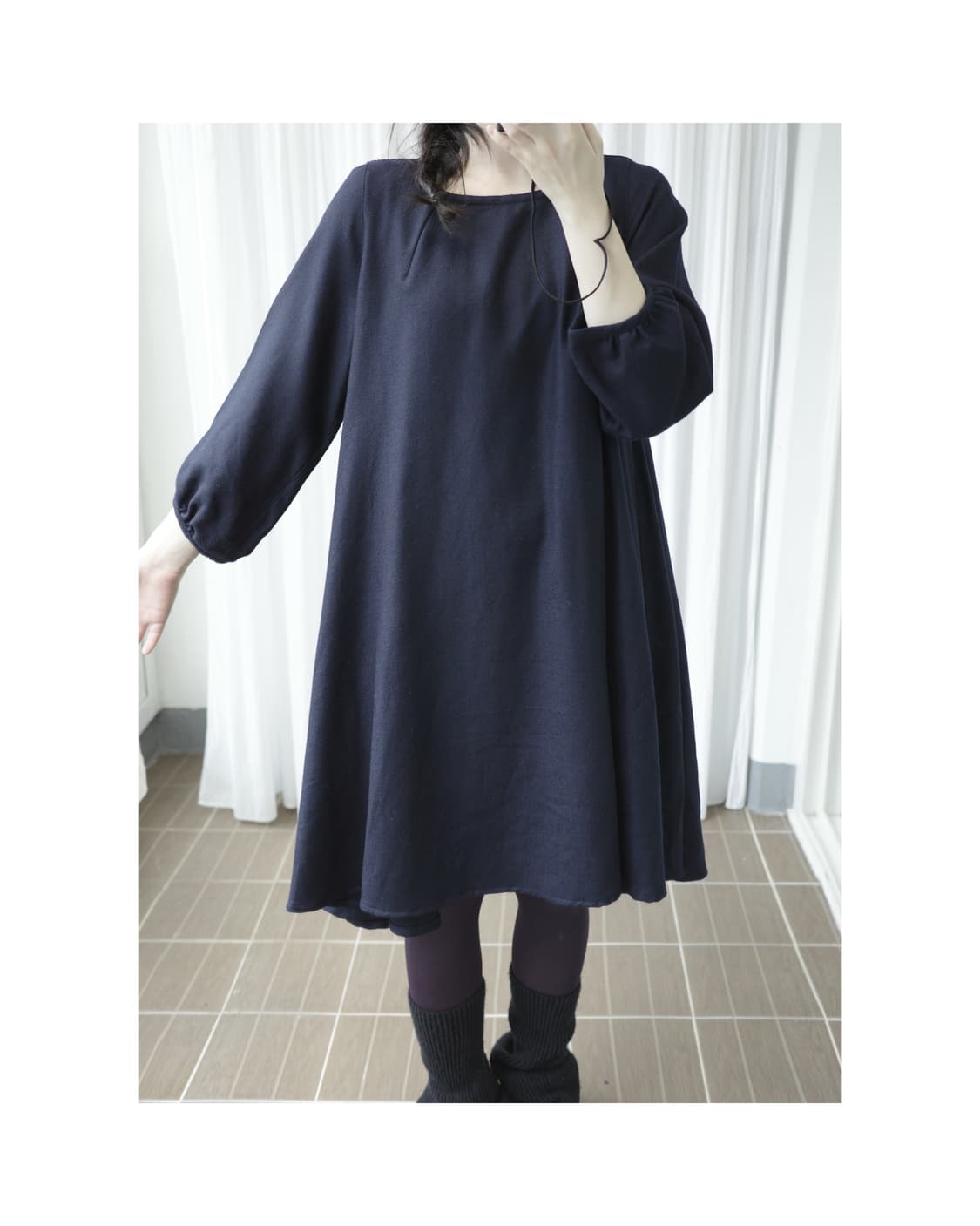 Navy A-line one-piece 상품이미지7