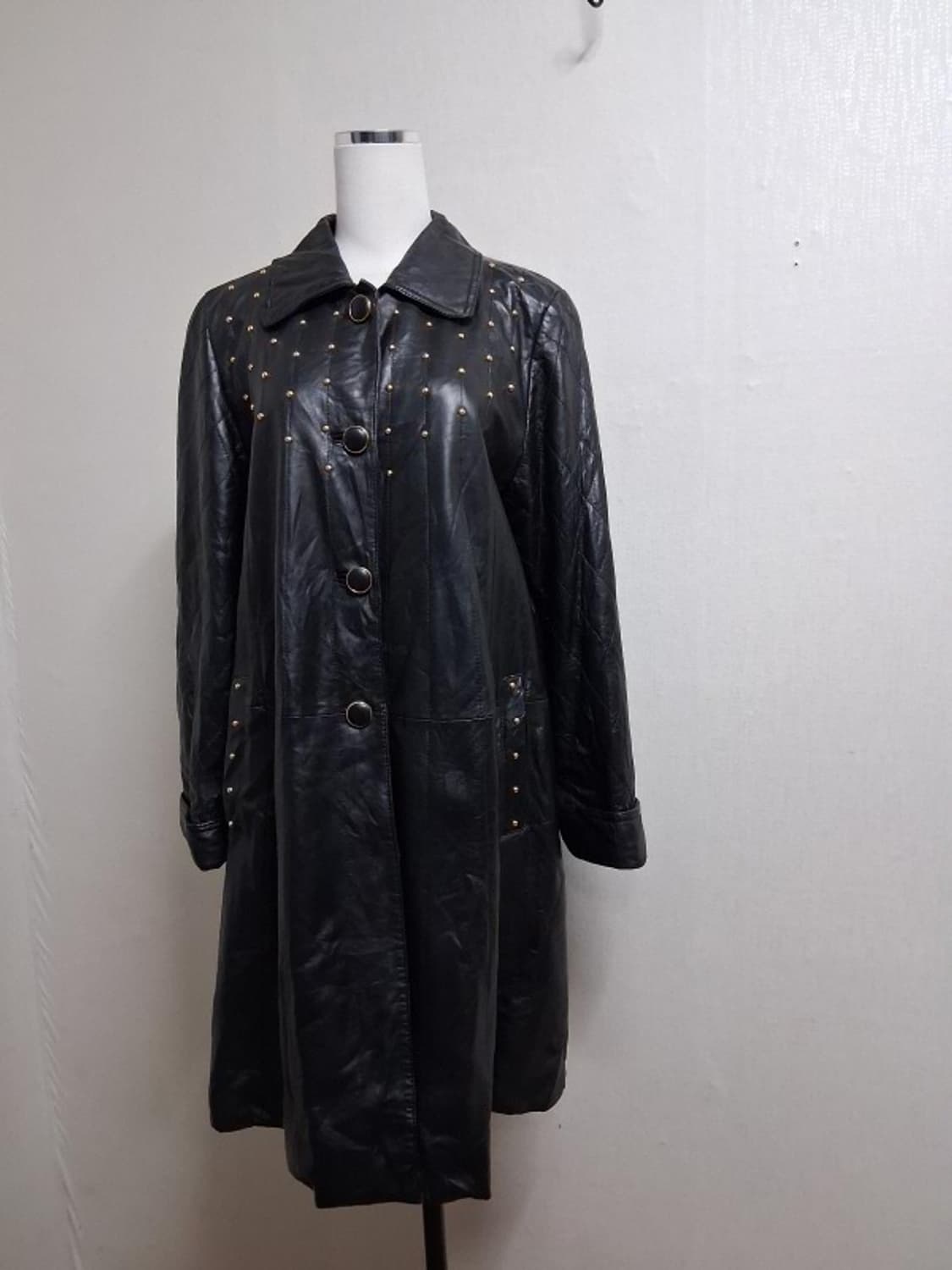 일본빈티지 SHVNING HEART 검정 양가죽코트 퀼팅양가죽코트 프리사 상품이미지1