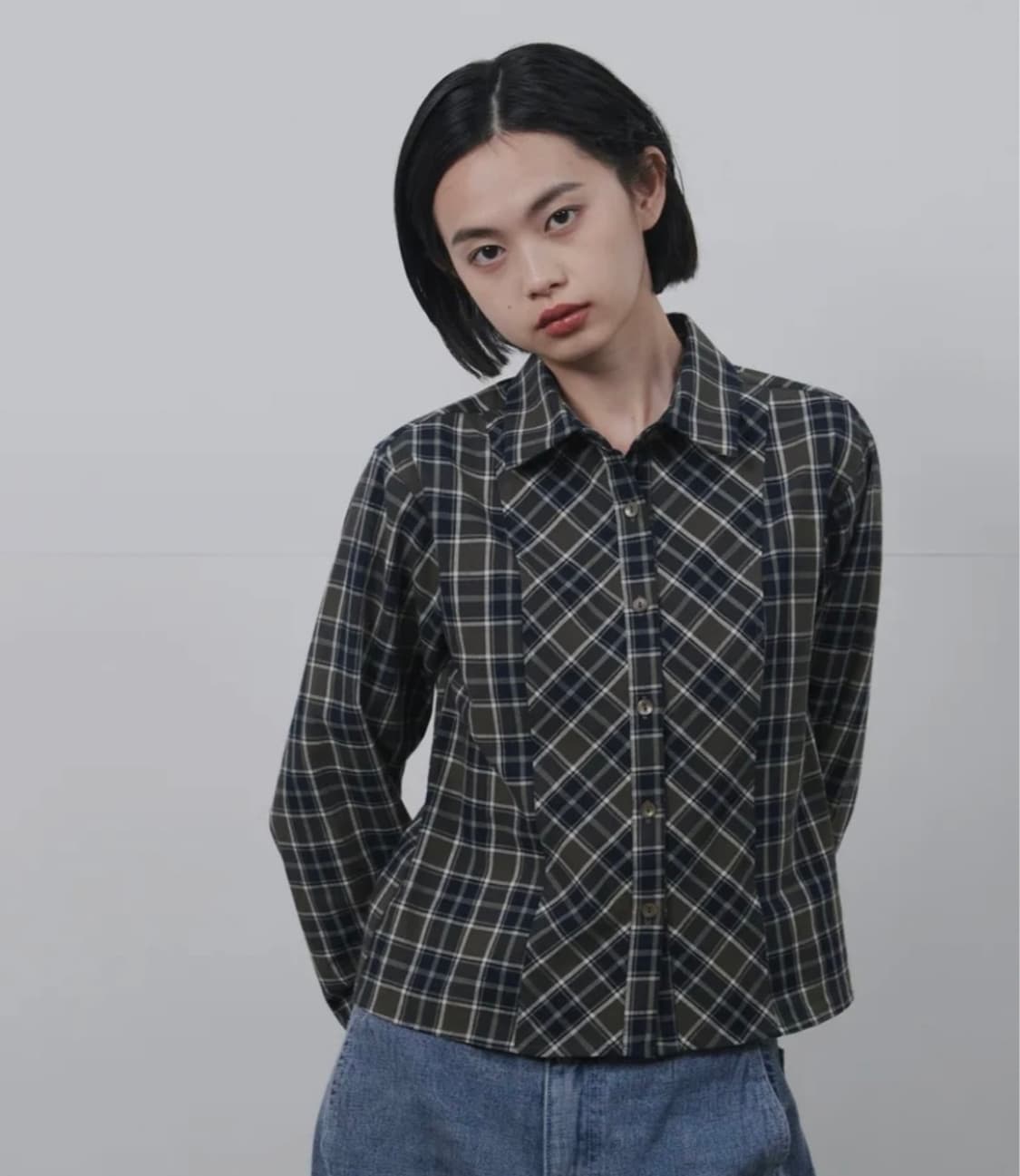 오헤시오 클래식 라인 셔츠 그린 체크 상품이미지1