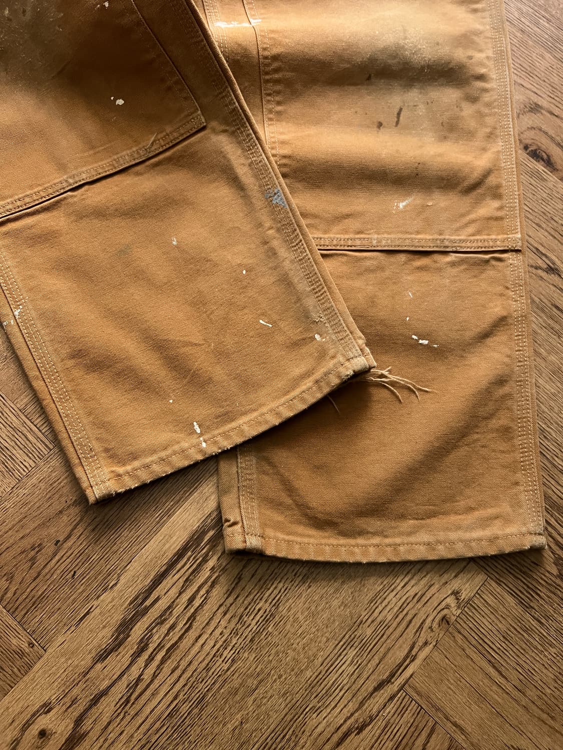 [38]칼하트 Made in USA 빈티지 페인팅 브라운 더블니 워크팬츠 상품이미지3