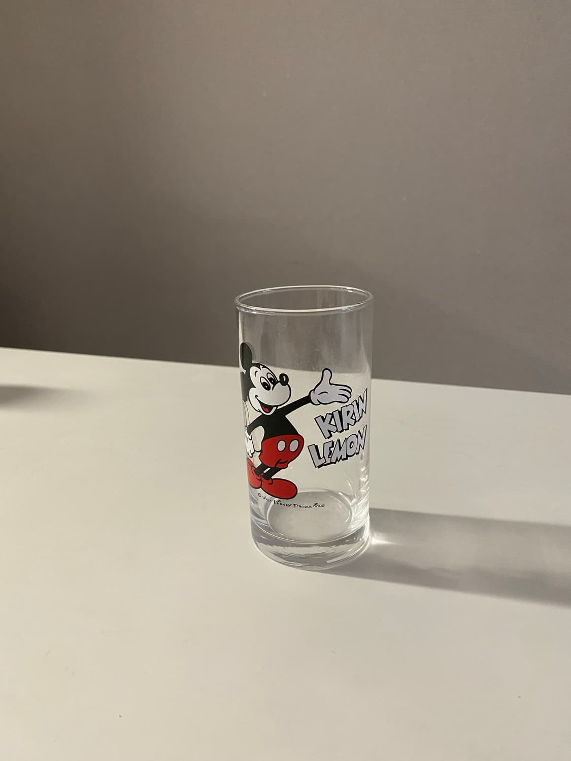 빈티지 기린 레몬 미키마우스 유리컵 상품이미지1