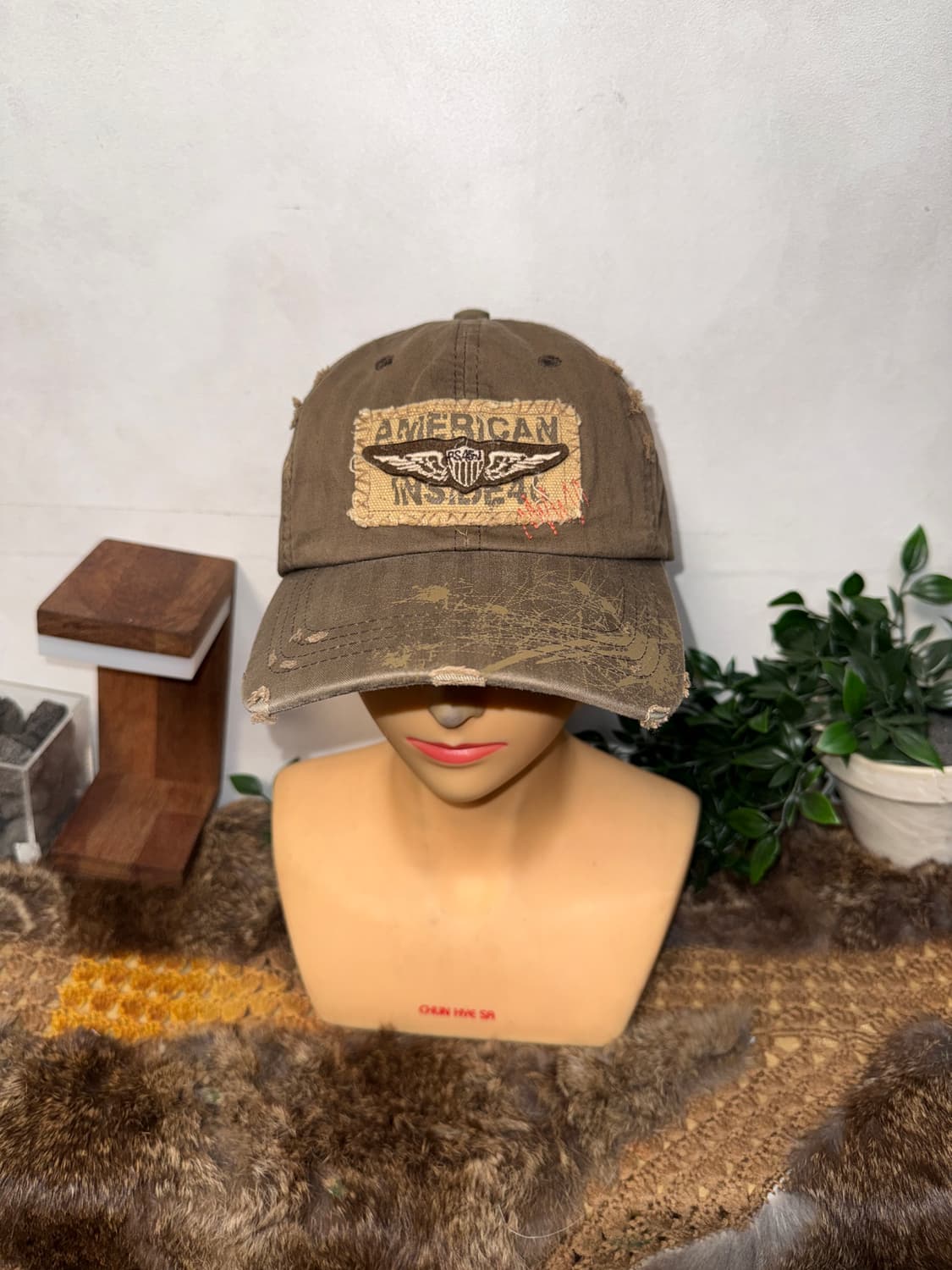 Brown vintage washing patch ball cap 상품이미지2