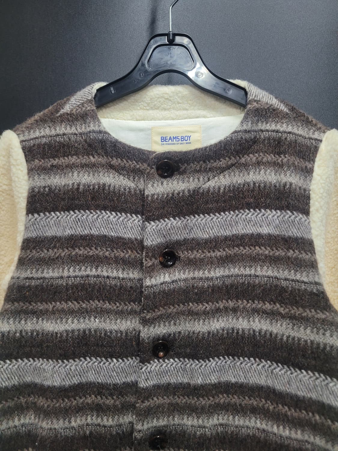 BEAMS BOY 빔즈 울 스트라이프 패턴 라운드넥 자켓 상품이미지2